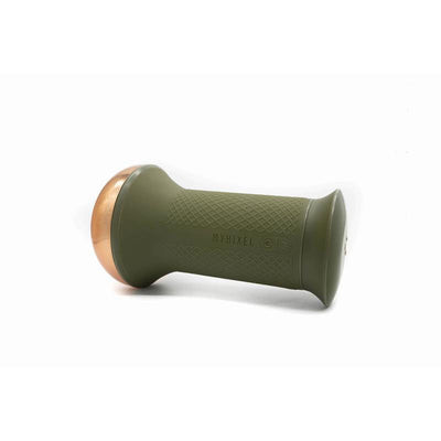 MYHIXEL TR ergonomic device in olive green with textured grip and copper-toned end cap for enhanced user experience.