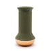 MYHIXEL TR male pleasure device in olive green with textured grip and copper-colored base on white background.