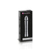Glossy Glen sleek metallic dildo in black Mystim packaging with product name and logo visible.