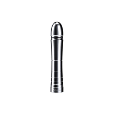 Sleek metallic Mystim Glossy Glen Dil with smooth tapered tip and ergonomic design for comfortable use.