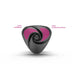 Top view of Mystim Hearts Desire eStim Lay On Vibrator highlighting black body with pink conductive surface areas.