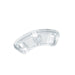 Clear curved spacer accessory for Mystim Public Enemy #1 chastity cage with multiple slots for adjustable fit.