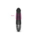 Black Mystim Real Deal Neal eStim vibrator with control buttons and vibration area highlighted in pink rings.