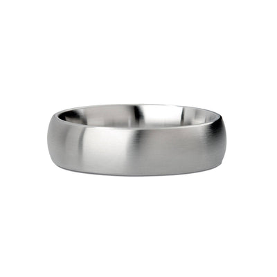 Brushed stainless steel round cock ring with smooth finish, 48mm diameter, designed for enhanced stamina and comfort.