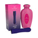 Lola Milani Mystique Bullet vibrator in deep purple with textured pink storage bottle and matching packaging box.