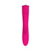 Bright pink dual-action vibrator with smooth silicone finish and textured control buttons on the handle.