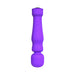 Purple silicone massage wand with ergonomic handle and flexible rounded head against white background