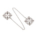 Silver flower-shaped nipple clamps connected by a delicate chain with adjustable grip screws.