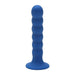 Blue silicone ripple-textured G-spot peg with a rounded tip and flared base for secure use.