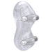 Clear ergonomic male stroker with ribbed interior and dual vibration bullet slots for enhanced stimulation.