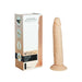 Naked Addiction Vanilla 9-inch bendable dual-density silicone dildo with realistic texture and suction base next to its packaging box.