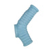 Light blue ribbed vibrating penis enhancer sleeve with dual openings and flexible design.