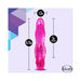 Pink Naturally Yours Bloom flexible vibrator with size dimensions on a purple geometric background