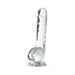 Clear crystalline 8-inch dildo with suction cup base, realistic texture, and amethyst tint.