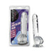 Naturally Yours 8-inch clear crystalline dildo with suction cup base shown in and out of packaging