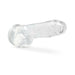 Clear 8-inch crystalline dildo with suction cup base, realistic texture, and flexible TPE material.