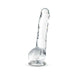 Clear crystalline 8-inch dildo with suction cup base, realistic texture, and smooth finish.