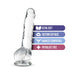 Clear 8-inch crystalline dildo with suction cup base, ultra soft, harness compatible, and phthalate free.