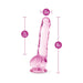 Translucent pink 8-inch realistic dildo with suction base, showing 7-inch insertable length and 1.5-inch width measurements.