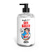 Clear 16oz pump bottle of Naughty Janes Sex Sauce natural water-based lubricant with retro woman illustration on label.