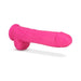 Bright pink 11-inch dual density dildo with suction cup base and realistic texture on white background.