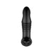 Black ergonomic prostate massager with ribbed shaft and smooth rounded tip, designed for targeted stimulation.