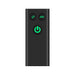 Black slimline remote control with three green-lit buttons for power, thrust, and vibration settings.