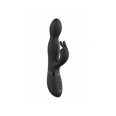 Sleek black Niva Rabbit Vibrator with ergonomic curved shaft, dual motors, and easy-control buttons on handle.