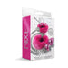 Nixie medium metal butt plug with pink jewel and matching pink furry handcuffs in branded packaging.
