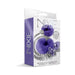 Nixie medium metal butt plug with purple jewel and matching purple furry handcuffs in retail packaging