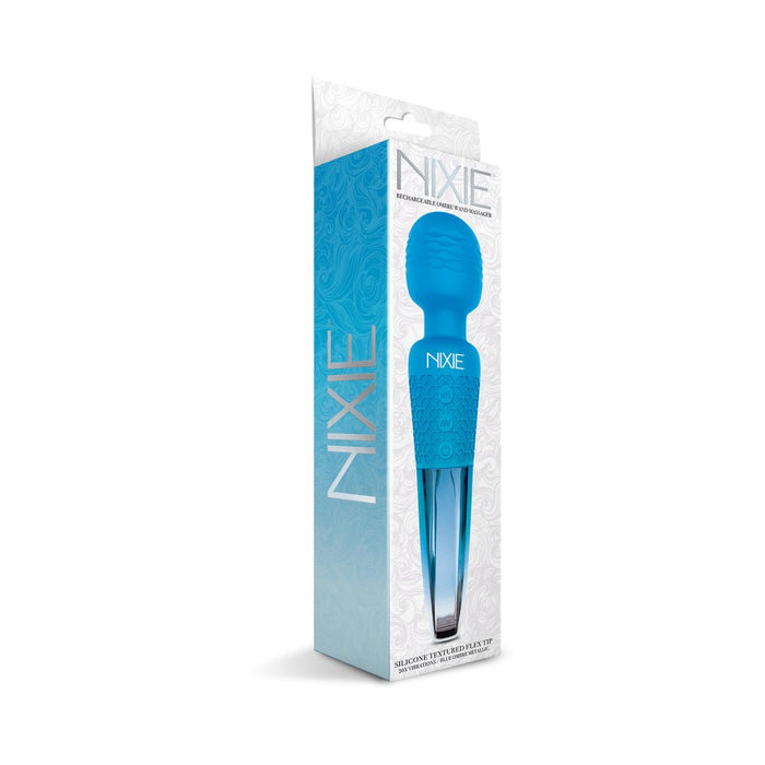 Nixie Rechargeable Wand Massager Blue Ombre Metallic - SexToy.com