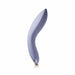 Sleek cornflower blue ergonomic couples massager with textured silicone surface and curved design for precision stimulation.