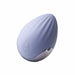 Cornflower blue Niya 4 rechargeable silicone palm-held massager with textured surface and silver accent.