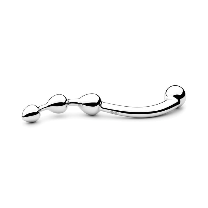 Sleek stainless steel nJoy Beaded G-Spot Fun Wand with smooth, tapered beads and curved handle for targeted stimulation.