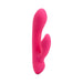 Pink silicone mini rabbit vibrator with dual motors and one-button control, designed for warming and travel-friendly use.
