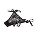 Black lace tie-side panty with a discreet bullet vibrator and remote control on a white background.