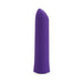 Purple silicone bullet vibrator with angled tip, designed for clitoral stimulation and warming sensation.