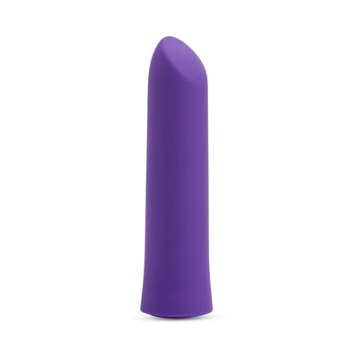 Purple silicone warming bullet vibrator with angled tip, designed for targeted clitoral stimulation.