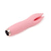 Pink silicone Nu Sensuelle Tulip clitoral stimulator with three soft petals and rose gold accent on white background.