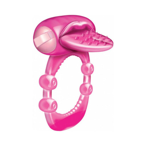 Nubbie Tongue Magenta Pink Vibrating Cock Ring - SexToy.com
