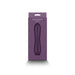 Obsession Romeo vibrator in dark purple displayed in matching purple packaging with clear window.