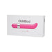 Packaging box of OhMiBod Freestyle G-Spot massager in pink with chrome accent, shown at actual size.