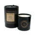 Olivia's Boudoir Rose Petals massage candle in black glass with matching cylindrical box packaging