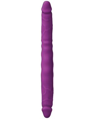 Double-ended textured pleasure toy in vibrant purple designed for versatile intimate use.