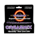 Orgasmix Orgasm Enhancement Gel 1oz packaging with bold purple text and fiery sun graphic on black background.