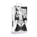 Packaging of Ouch! Black & White adjustable velcro wrist or ankle cuffs featuring a black and white photo of a woman wearing the cuffs.