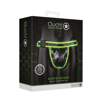 Ouch! Glow Buckle Jock Strap - Glow In The Dark - Green - S/m - SexToy.com