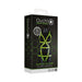 Packaging of Ouch! Glow in the Dark full body harness in green, featuring a glowing strap design on a black mannequin.
