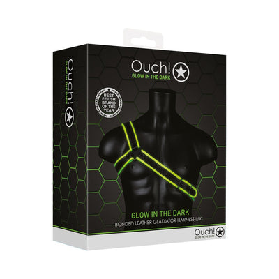 Ouch! Glow Gladiator Harness - Glow In The Dark - Green - L/xl - SexToy.com