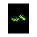 Black and neon green glow-in-the-dark handcuffs with metal chain link on black background.